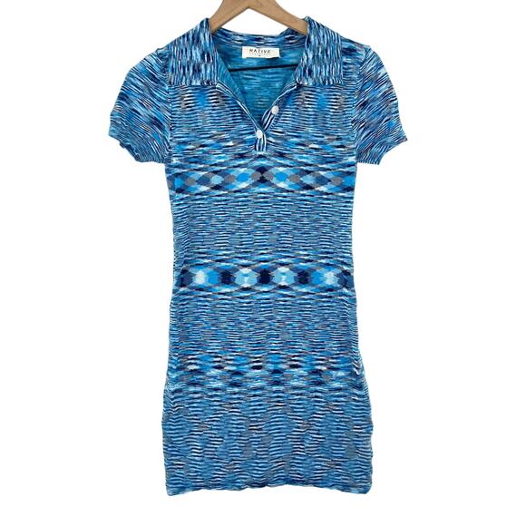 NATIVE Daughters Women's Blue Knit Bodycon Dress size Medium - Picture 2 of 9